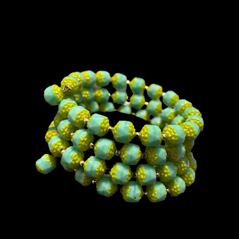 Nwots Czech Beaded Coiled Wire Bracelet